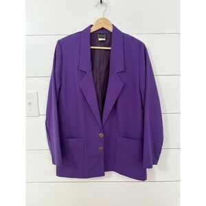 Vintage‎ BonWorth Blazer Womens Small Purple Gold Button Pockets Made USA 90s